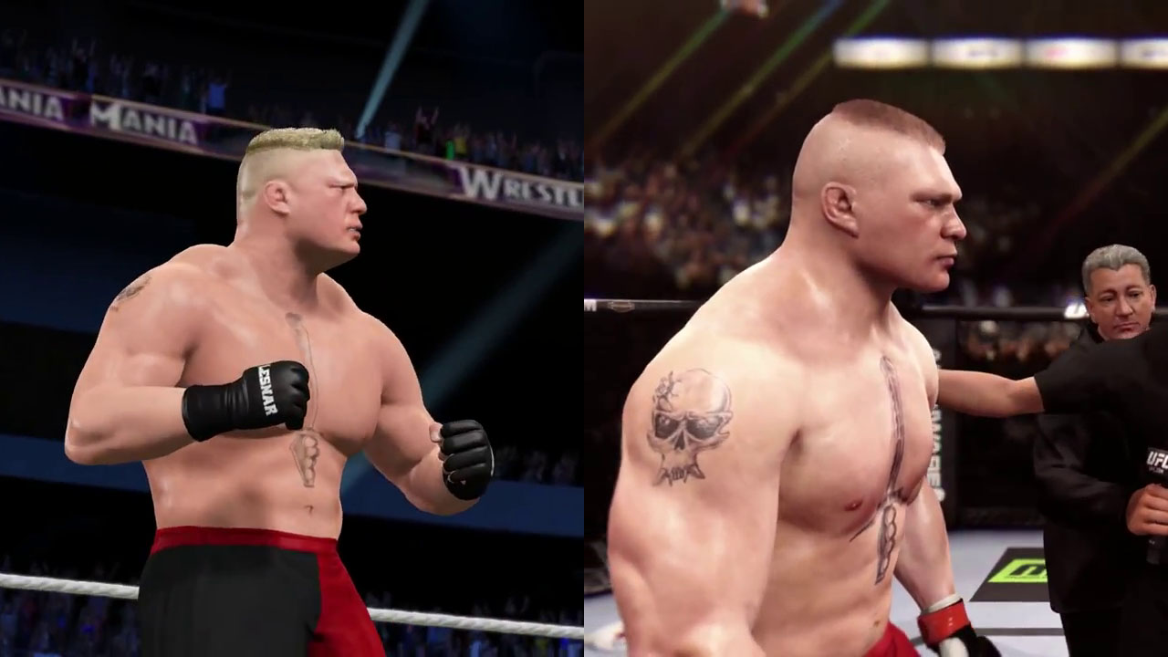 谁棒?wwe 2k15与ea ufc布洛克·莱斯纳建模对比